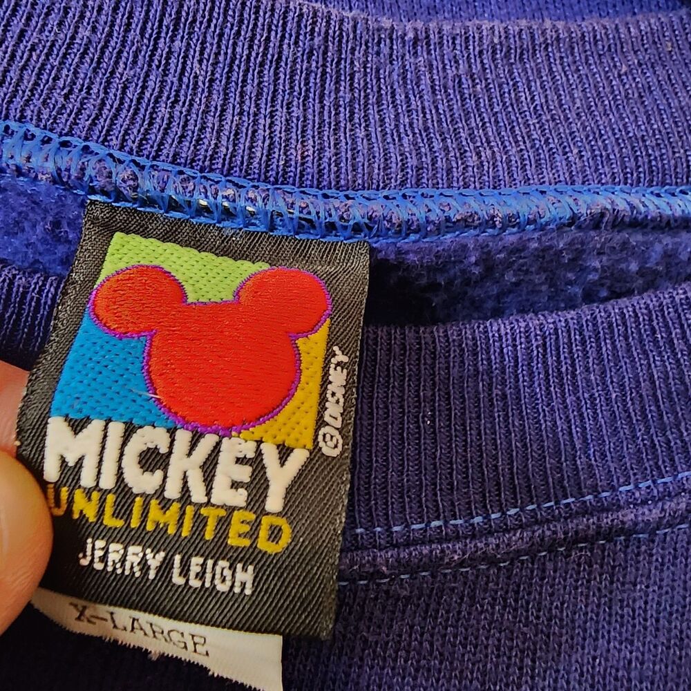 Vintage 90s Disney Mickey Mouse Sweatshirt Size XL Blue Jerry Leigh USA - Picture 4 of 9